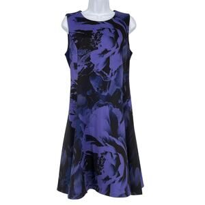 DKNY Rose Print Dress in Purple and Black Size 8